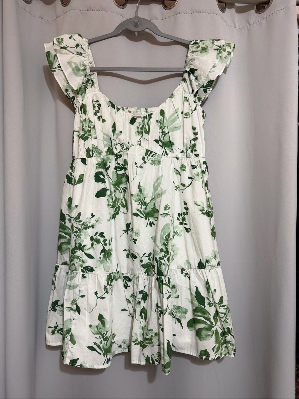 Abercrombie & Fitch White Dress with Green Botanical Print
